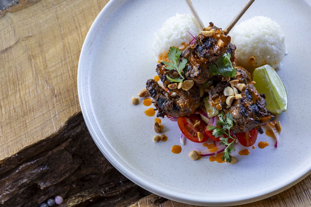 skewer with rice at mkutano house restaurant